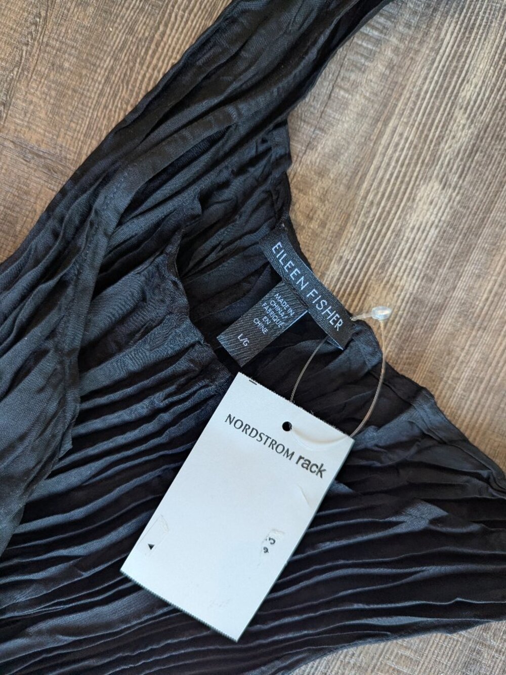 NWT Eileen Fisher Women's Crushed Silk Tiered Maxi Dress Black L Travel Luxury - Picture 7 of 8